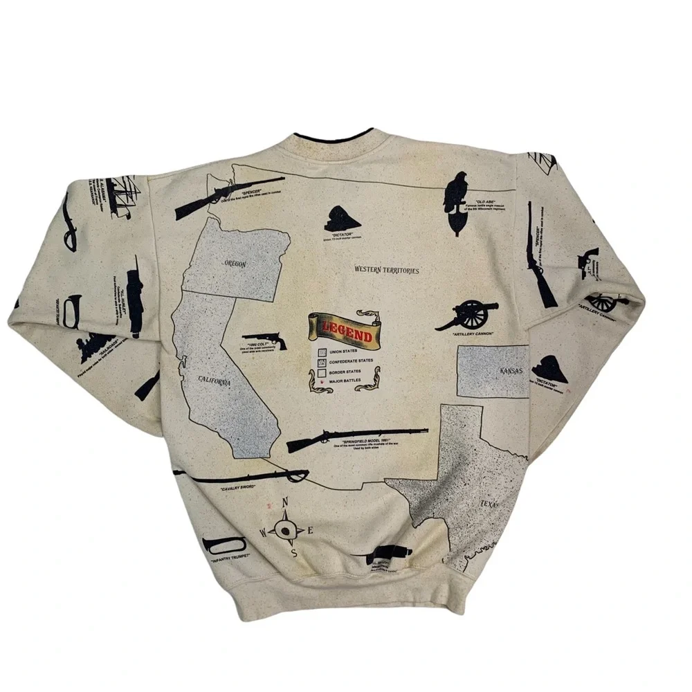 Vintage 90s art unlimited civil war all over print sweatshirt made in USA - Picture 2 of 9